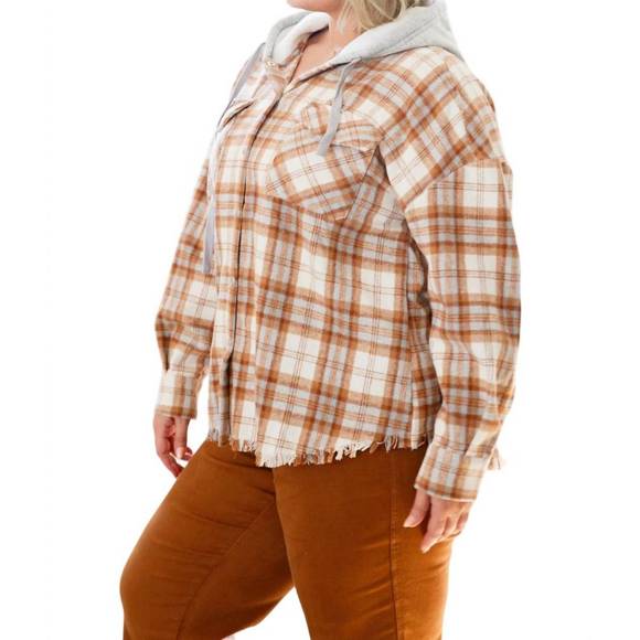 NEW VERY J best of the best hooded shacket in brown - Picture 8 of 8